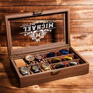 TWO Layers 12 Slot Personalized Men's Watch Box